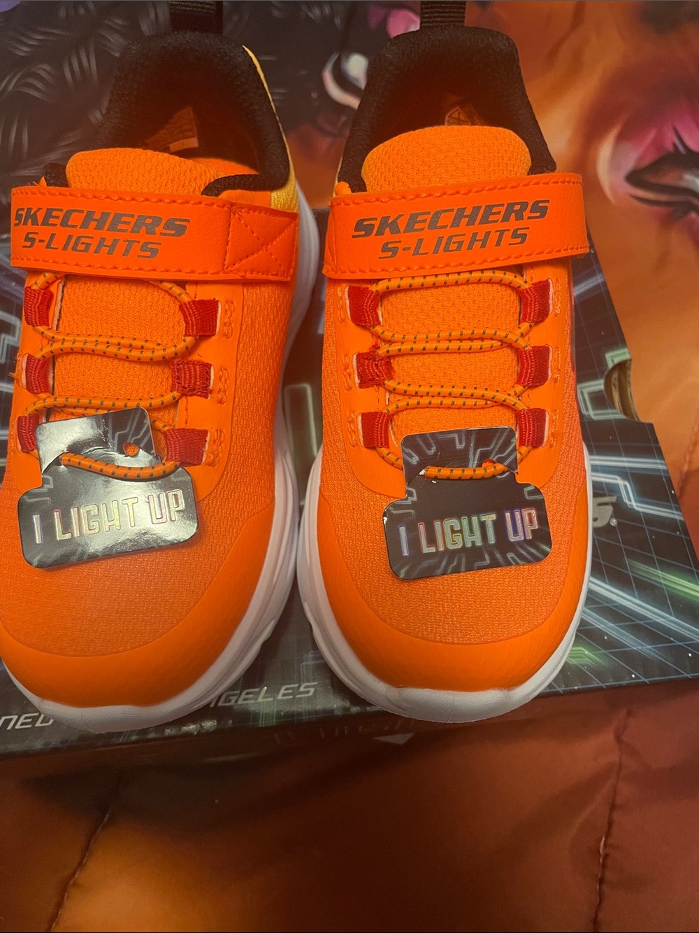 Skechers S-Lights Kids Light-Up Sneakers - Bright Orange